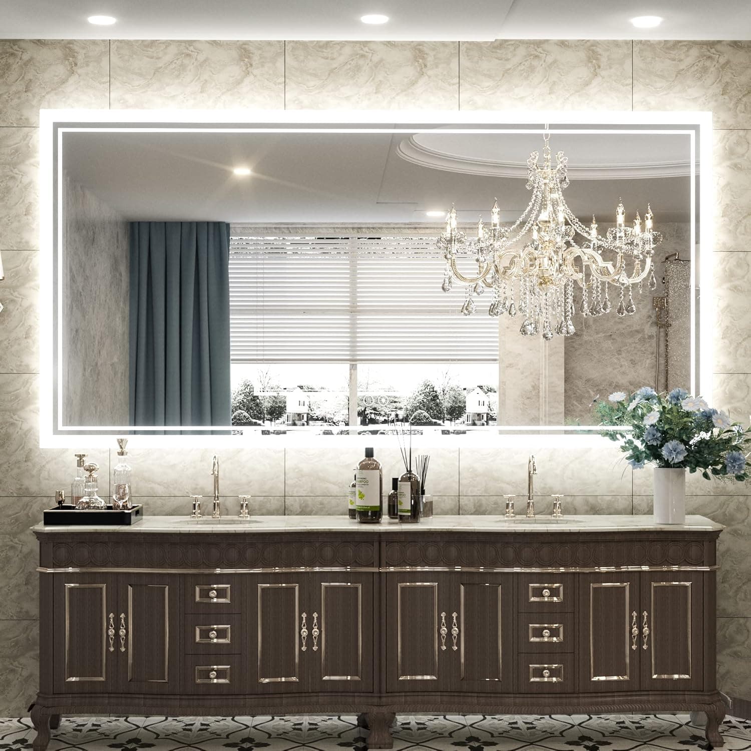 TokeShimi LED Bathroom Vanity Mirror with Lights, Wall Mounted Mirror Cabinet with Tri-Color Dimmable Lighting (3000K/4500K/6000K), Touch Sensor, Modern Storage Design