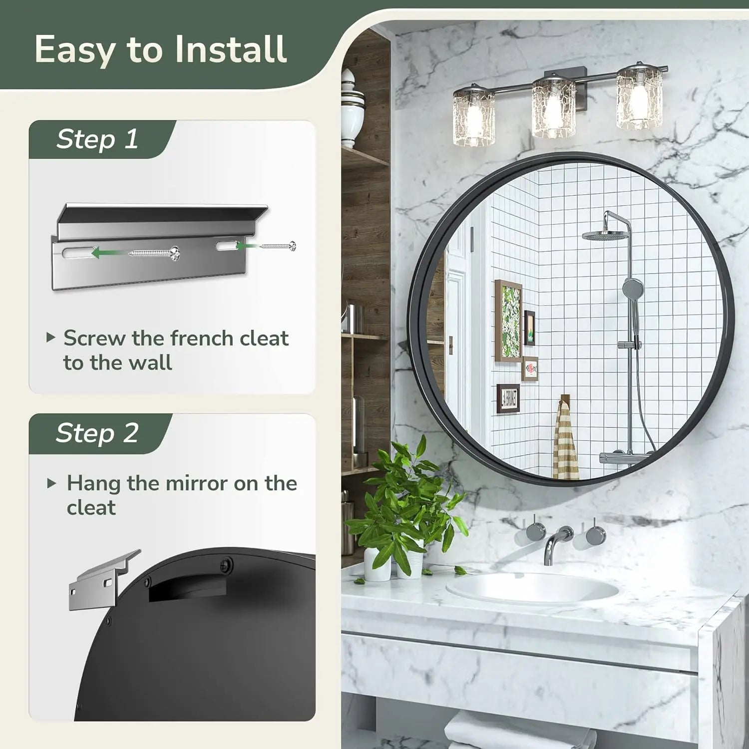 Round Mirror Circle Wall Mirror Non-Rusting Aluminum Alloy Brushed  Metal Frame Round Bathroom Mirror for Modern Minimalist Home Decor