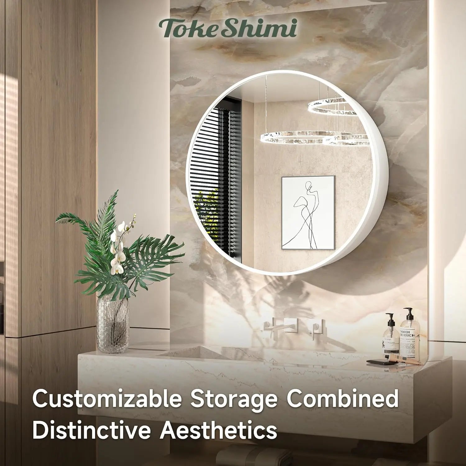 Round Bathroom Medicine Cabinet with Mirror Surface Mount Only Circular Metal Framed Farmhouse Black Medicine Cabinets for Wall Small Circle Mirrored Bath Cabinet with Vanity Mirror