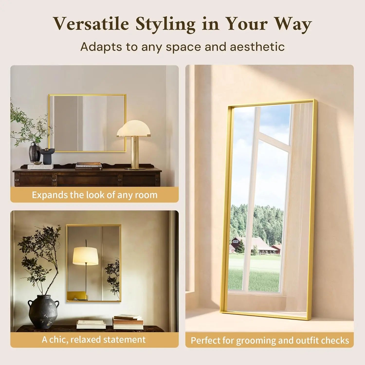 Framed Bathroom Vanity Mirror for Over Sink – Rectangular Metal Frame Vanity Mirror for Wall, Modern Farmhouse Style, Mount Horizontally or Vertically for Bathroom Decor