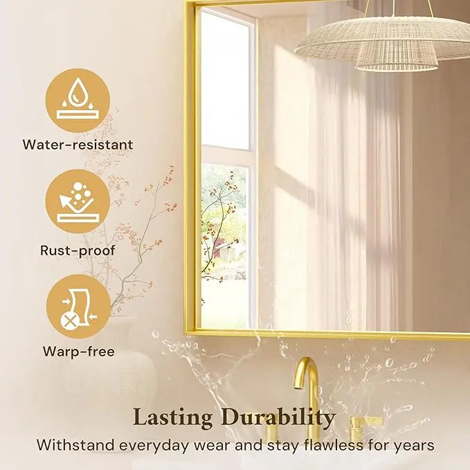 Framed Bathroom Vanity Mirror for Over Sink – Rectangular Metal Frame Vanity Mirror for Wall, Modern Farmhouse Style, Mount Horizontally or Vertically for Bathroom Decor