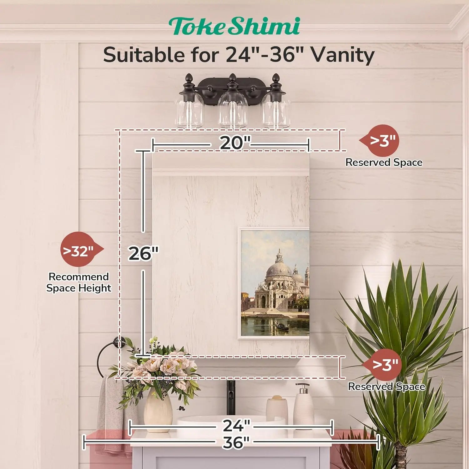 Medicine Cabinet Mirror with Storage – Tempered Glass, Aluminum Frame, Surface Mount or Recessed, Adjustable Shelves – Silver Bathroom Vanity Cabinet for Modern Farmhouse Decor