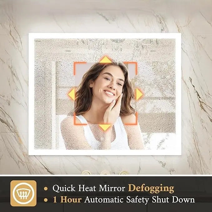 Frontlit Bathroom Vanity Mirror with Lights – Anti-Fog, Frontlit, Stepless Dimmable with 3 Color Modes (White/Warm/Natural), Wall-Mounted Design – Horizontal or Vertical Installation