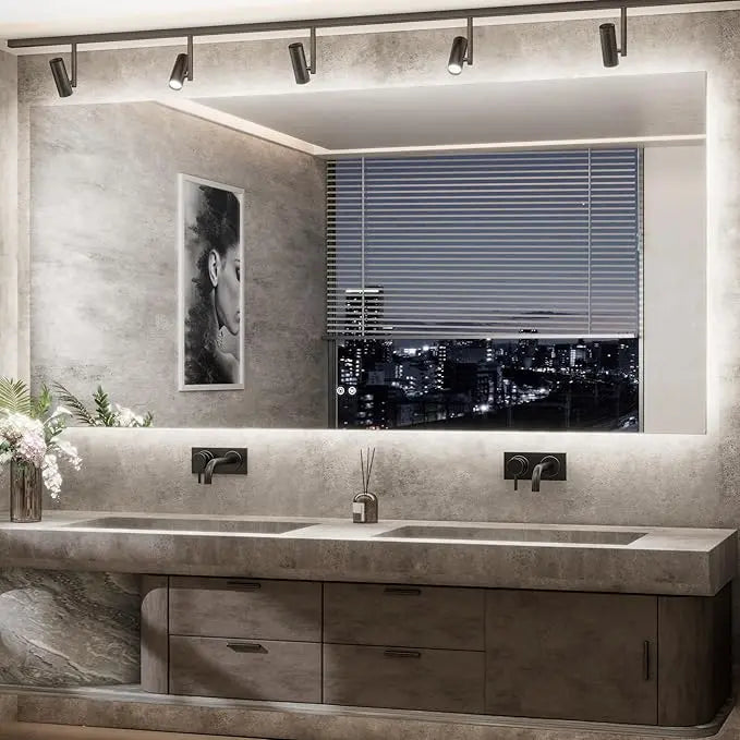 LED Backlit Bathroom Vanity Mirror with Lights – Dimmable, Anti-Fog, CRI90+, IP54 Waterproof, Wall Mounted Vanity Mirror with Touch Control, Horizontal or Vertical Installation