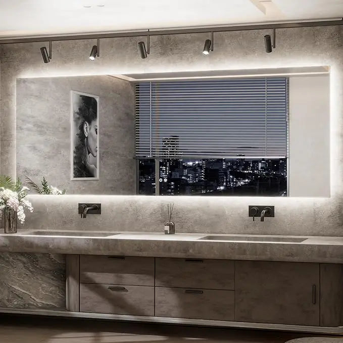 LED Backlit Bathroom Vanity Mirror with Lights – Dimmable, Anti-Fog, CRI90+, IP54 Waterproof, Wall Mounted Vanity Mirror with Touch Control, Horizontal or Vertical Installation