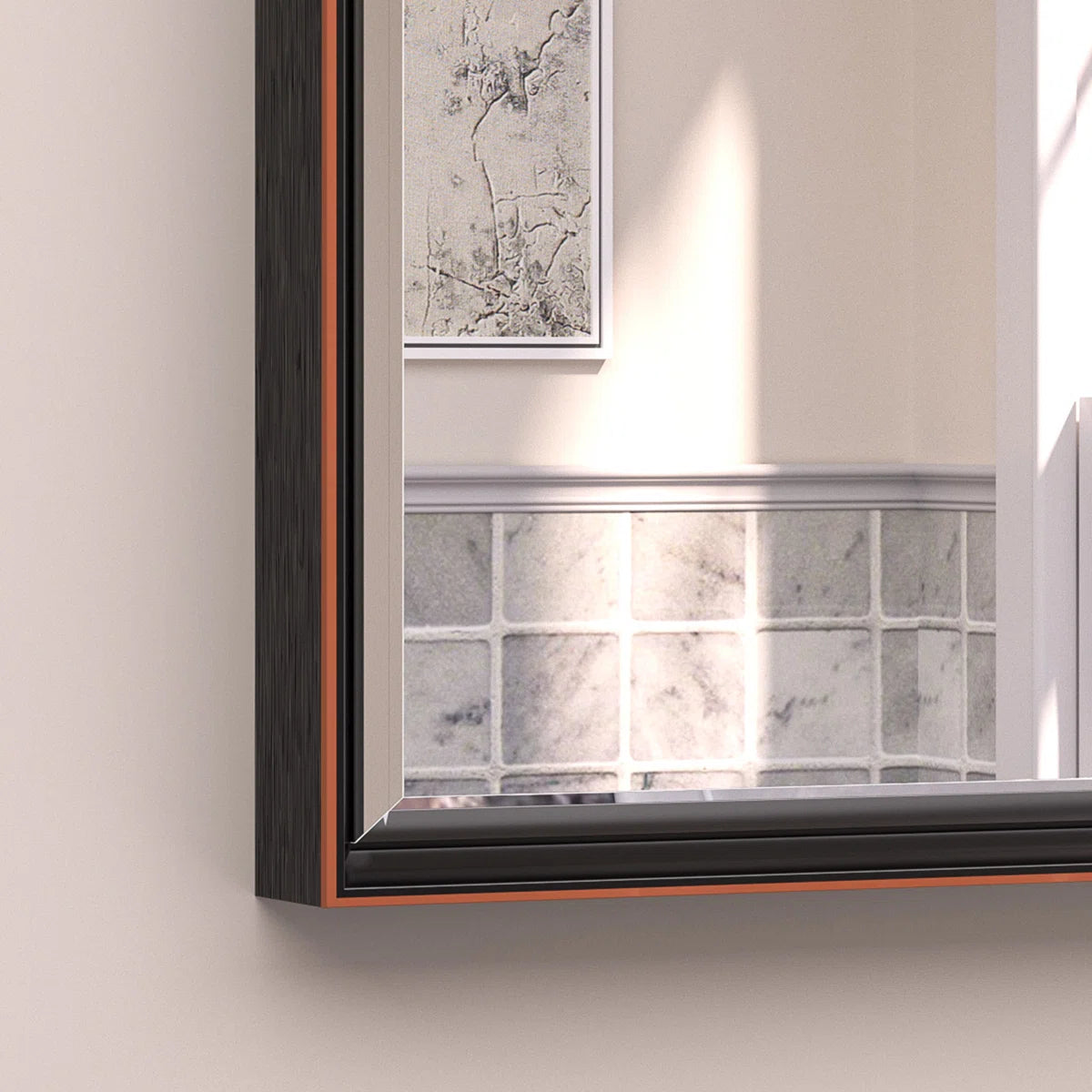 Rectangular Framed Bathroom Vanity Mirror – Beveled Edge Wall Mirror, Elegant and Durable Design for Bathroom, Entryway, or Bedroom Wall Decor