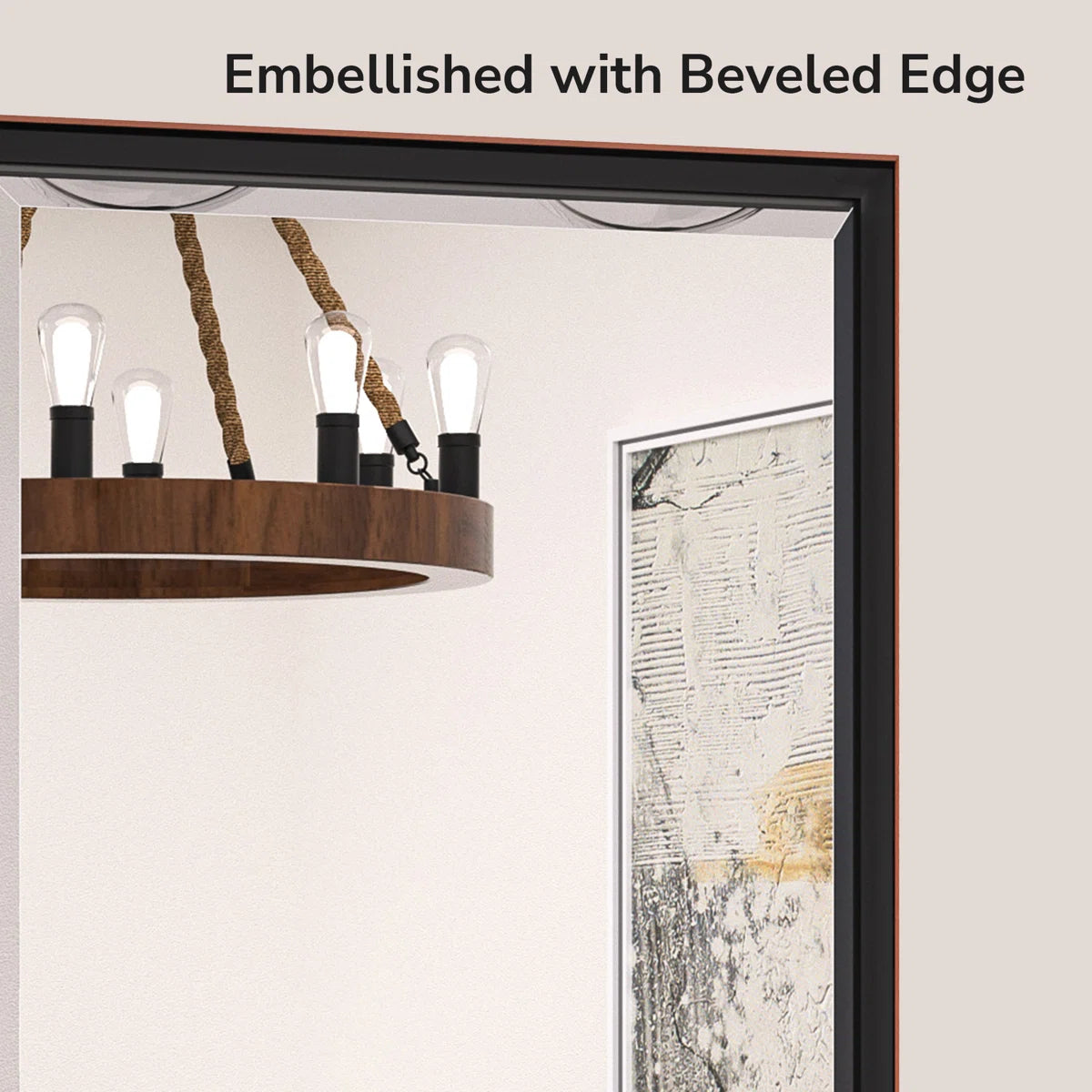 Rectangular Framed Bathroom Vanity Mirror – Beveled Edge Wall Mirror, Elegant and Durable Design for Bathroom, Entryway, or Bedroom Wall Decor