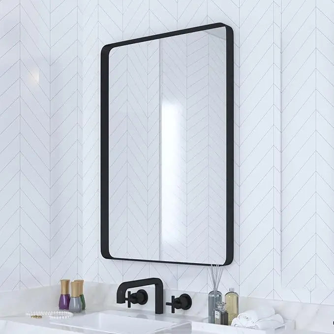 Bathroom Vanity Mirror – HD Tempered Glass Wall Mirror with Aluminum Frame, Horizontal or Vertical Mount, Modern Over Sink Mirror for Bathroom, Entryway, or Bedroom