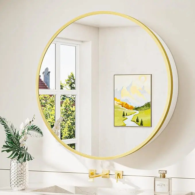 Round Bathroom Medicine Cabinet with Mirror Surface Mount Only Circular Metal Framed Farmhouse Black Medicine Cabinets for Wall Small Circle Mirrored Bath Cabinet with Vanity Mirror