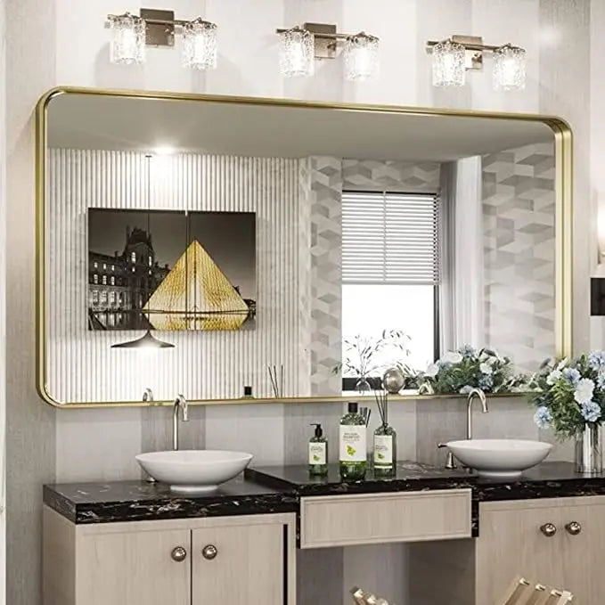 Bathroom Vanity Mirror – HD Tempered Glass Wall Mirror with Aluminum Frame, Horizontal or Vertical Mount, Modern Over Sink Mirror for Bathroom, Entryway, or Bedroom