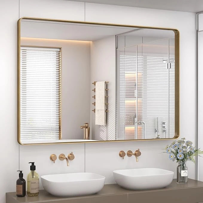 Bathroom Vanity Mirror – HD Tempered Glass Wall Mirror with Aluminum Frame, Horizontal or Vertical Mount, Modern Over Sink Mirror for Bathroom, Entryway, or Bedroom