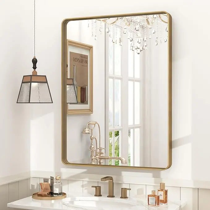 Bathroom Vanity Mirror – HD Tempered Glass Wall Mirror with Aluminum Frame, Horizontal or Vertical Mount, Modern Over Sink Mirror for Bathroom, Entryway, or Bedroom