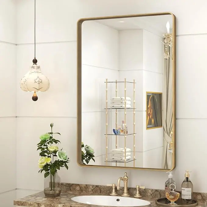 Bathroom Vanity Mirror – HD Tempered Glass Wall Mirror with Aluminum Frame, Horizontal or Vertical Mount, Modern Over Sink Mirror for Bathroom, Entryway, or Bedroom