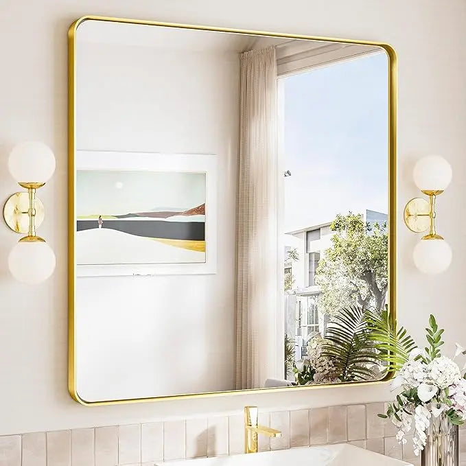 Bathroom Vanity Mirror – HD Tempered Glass Wall Mirror with Aluminum Frame, Horizontal or Vertical Mount, Modern Over Sink Mirror for Bathroom, Entryway, or Bedroom