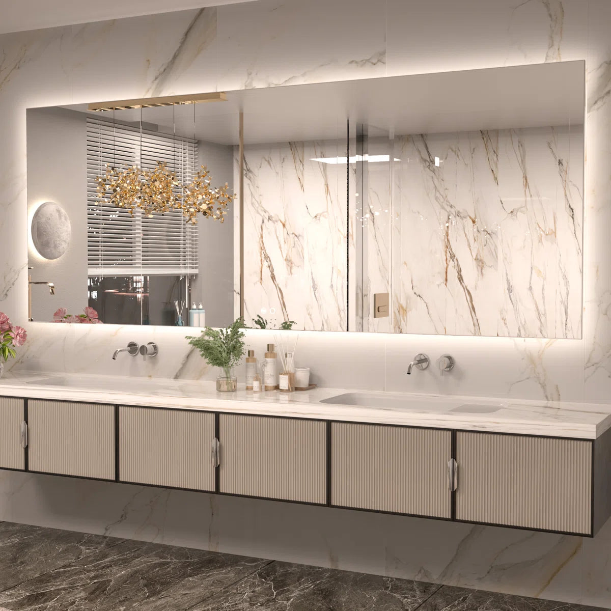 LED Backlit Bathroom Vanity Mirror with Lights – Dimmable, Anti-Fog, CRI90+, IP54 Waterproof, Wall Mounted Vanity Mirror with Touch Control, Horizontal or Vertical Installation