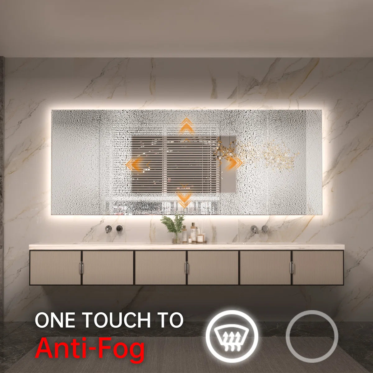 LED Backlit Bathroom Vanity Mirror with Lights – Dimmable, Anti-Fog, CRI90+, IP54 Waterproof, Wall Mounted Vanity Mirror with Touch Control, Horizontal or Vertical Installation