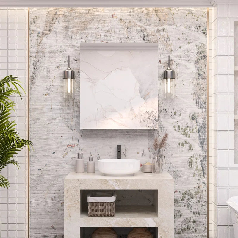 TokeShimi  Aluminum Medicine Cabinet with Mirror | Recessed or Surface Mount | Adjustable Tempered Glass Shelves | Modern Bathroom Storage Cabinet