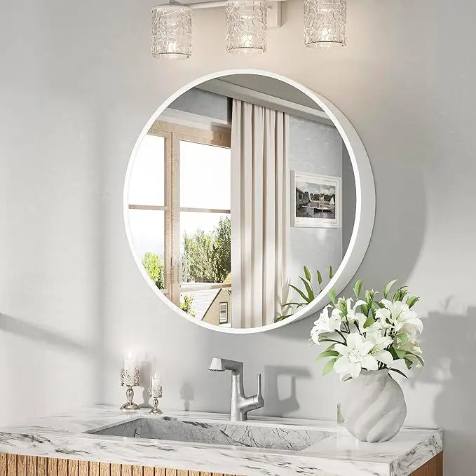 Round Bathroom Medicine Cabinet with Mirror Surface Mount Only Circular Metal Framed Farmhouse Black Medicine Cabinets for Wall Small Circle Mirrored Bath Cabinet with Vanity Mirror