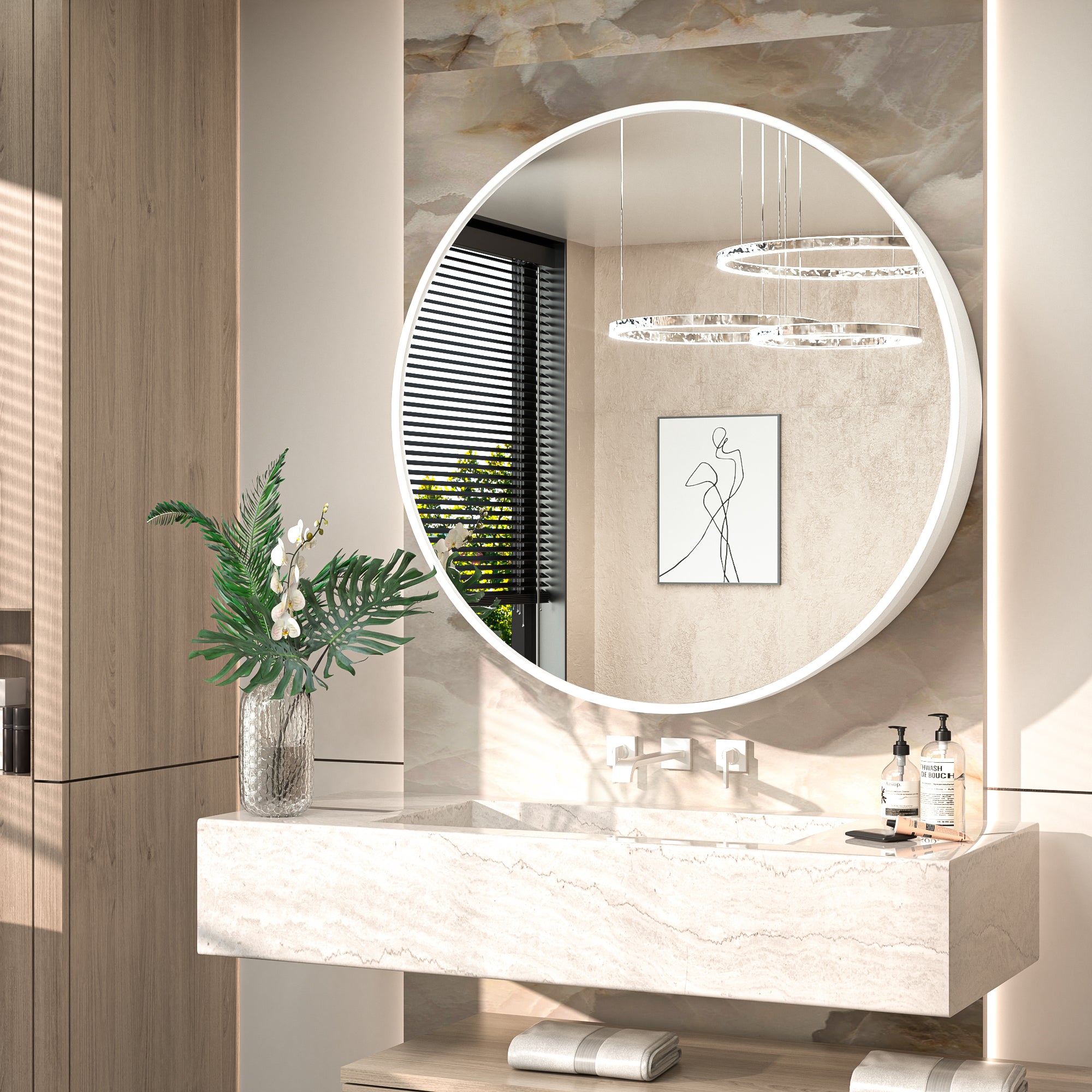 Round Bathroom Medicine Cabinet with Mirror Surface Mount Only Circular Metal Framed Farmhouse Black Medicine Cabinets for Wall Small Circle Mirrored Bath Cabinet with Vanity Mirror