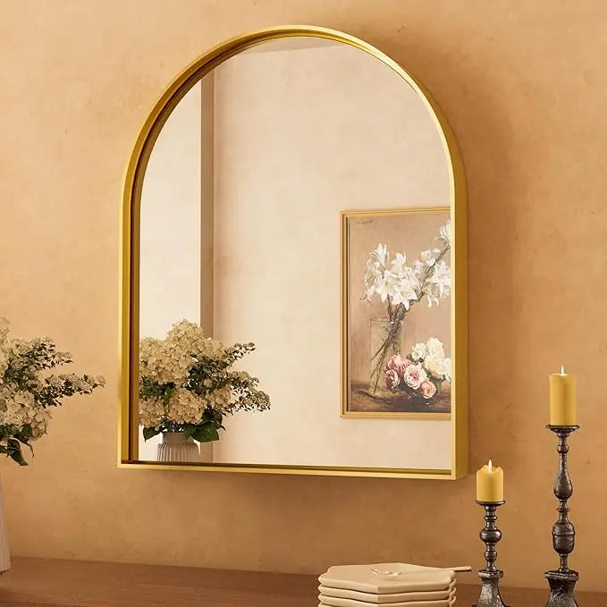 Arch Bathroom Vanity Mirror – Tempered Glass Wall Mirror for Bathroom, Bedroom, or Entryway, Modern Decorative Design with Durable Frame for Vertical Mounting