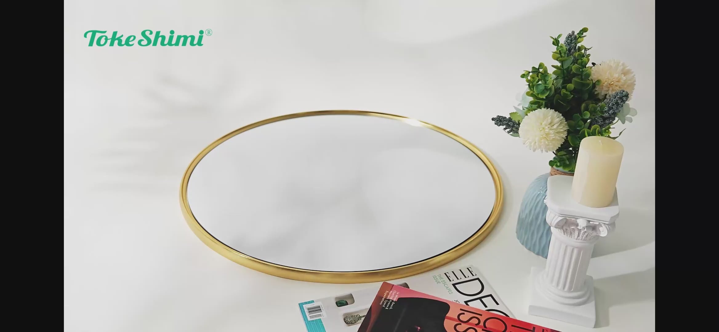 Load video: Round Bathroom Vanity Framed Mirror, Modern Circle Wall Mirror Farmhouse Aluminum, Shatterproof Round Bathroom Vanity Mirrored for Restroom, Bedroom, Entryway, Living Room