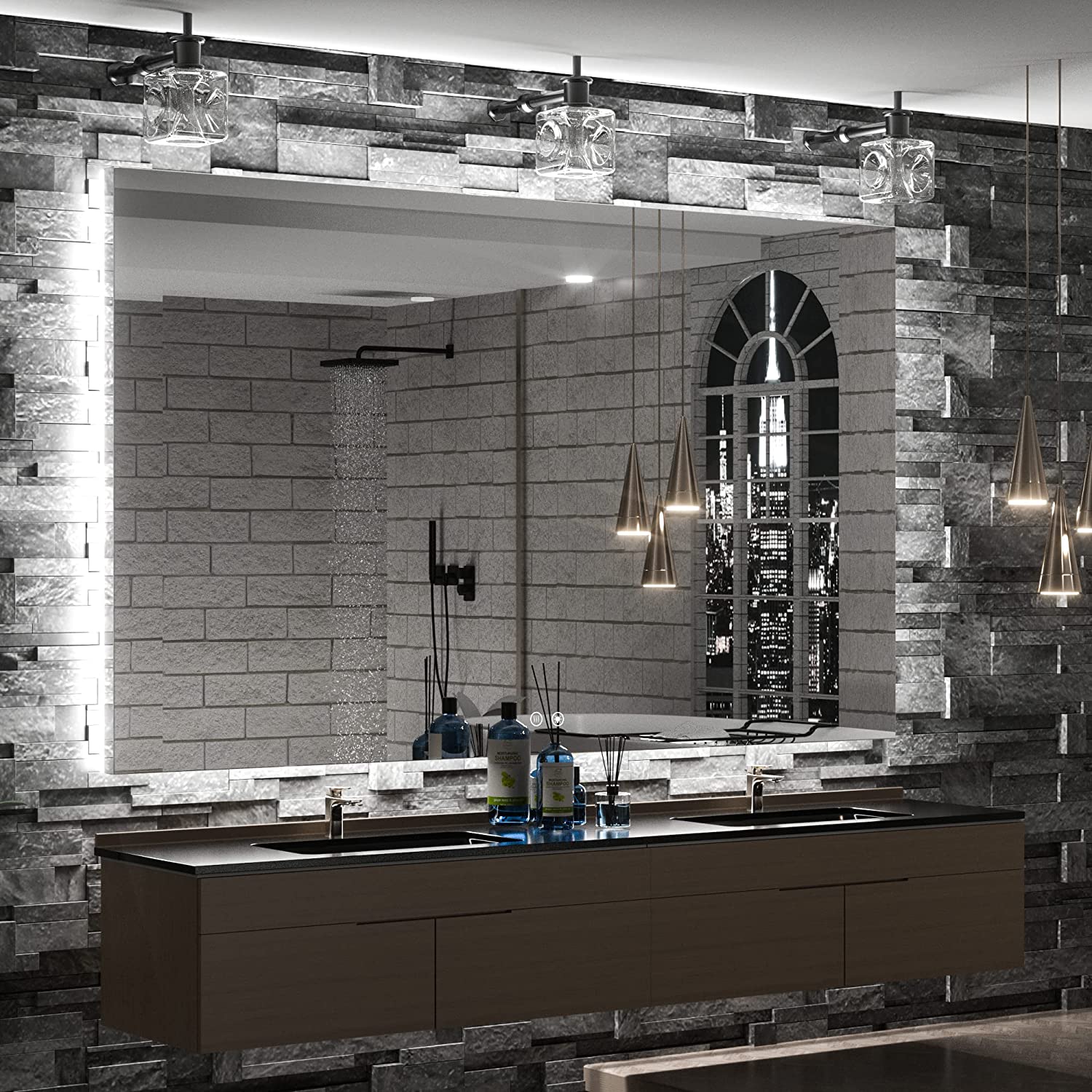 LED Backlit Bathroom Vanity Mirror with Lights – Dimmable, Anti-Fog, CRI90+, IP54 Waterproof, Wall Mounted Vanity Mirror with Touch Control, Horizontal or Vertical Installation