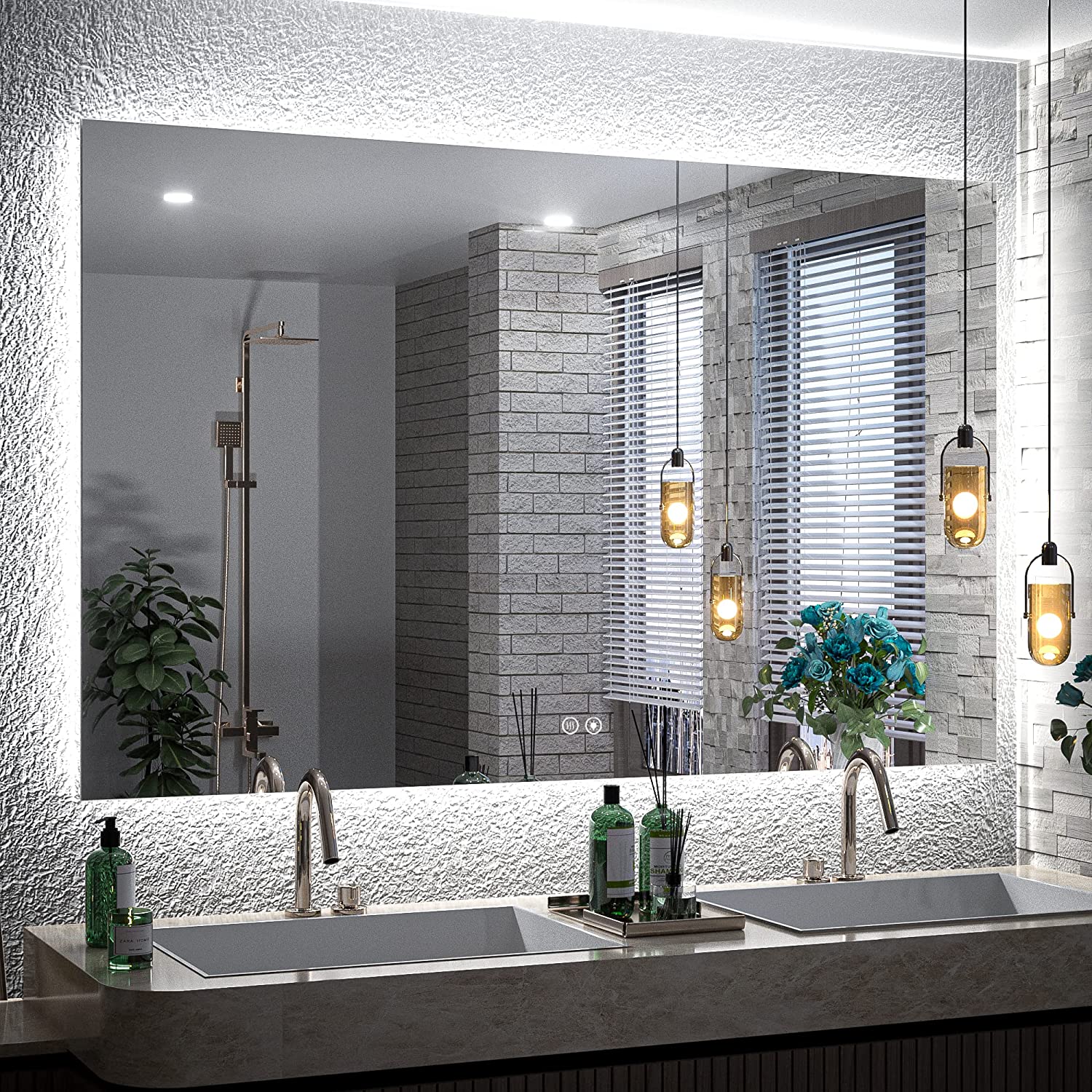 LED Backlit Bathroom Vanity Mirror with Lights – Dimmable, Anti-Fog, CRI90+, IP54 Waterproof, Wall Mounted Vanity Mirror with Touch Control, Horizontal or Vertical Installation