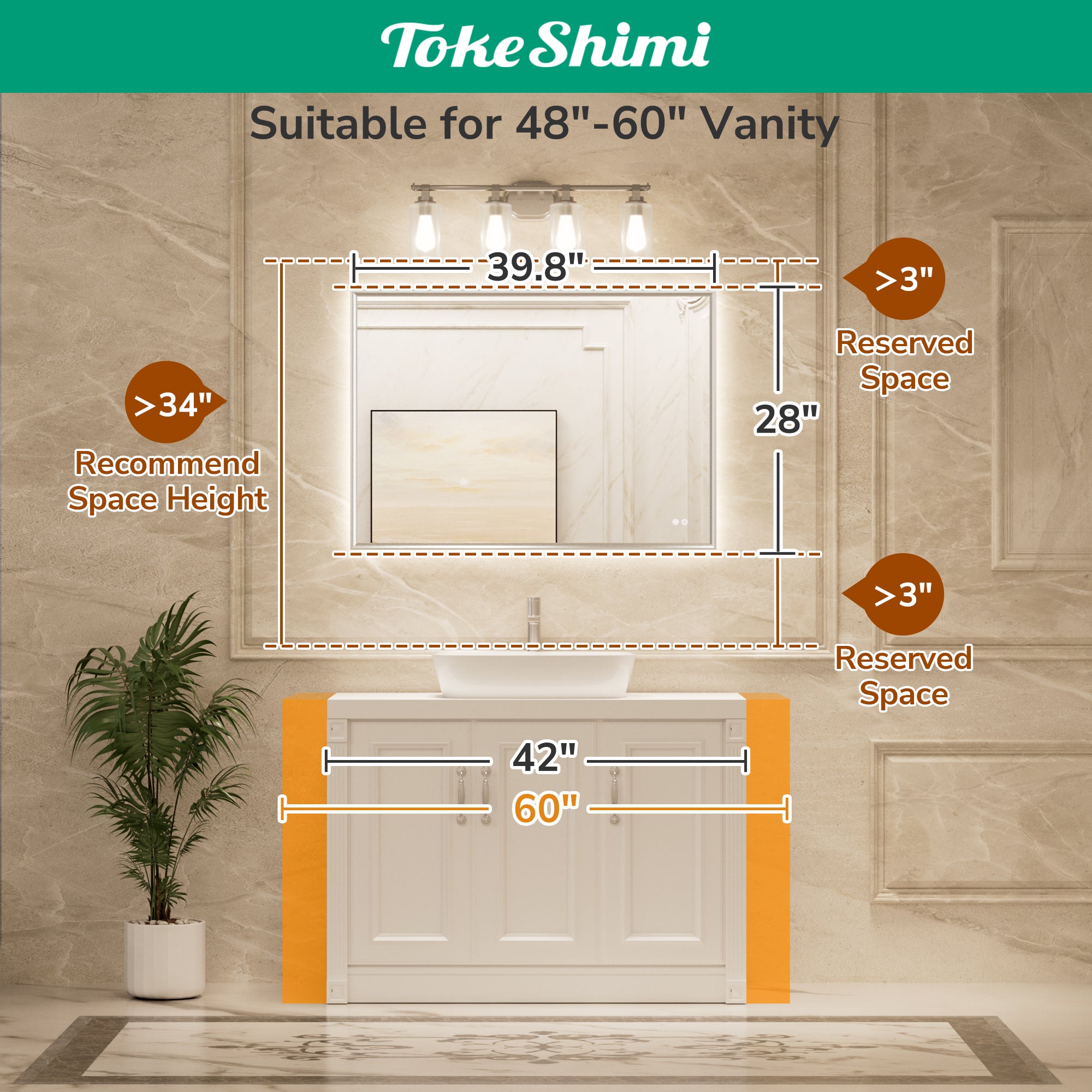 Gold Framed Backlit Mirror