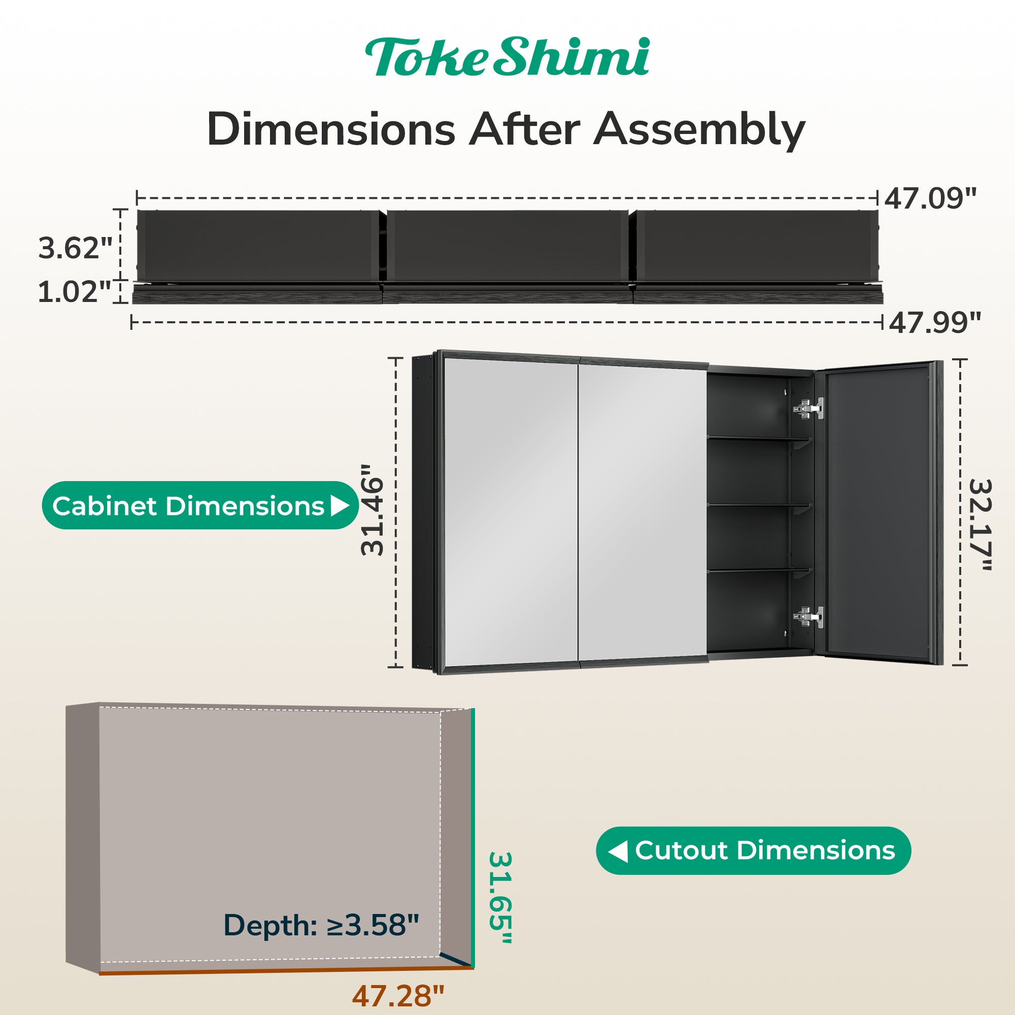 Medicine Cabinet with Mirror – Assembly Required, Lightweight, Aluminum Alloy Framed,Beveled Frame, Stepless Adjustable Shelves, Tempered Glass, Modern Design for Vanity, Organized and Space-Saving Solution