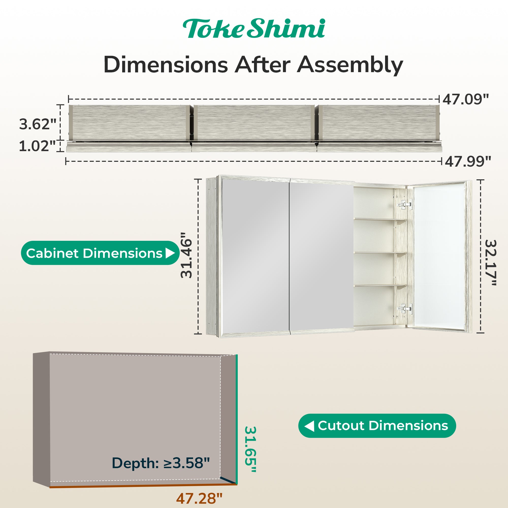 Medicine Cabinet with Mirror – Assembly Required, Lightweight, Aluminum Alloy Framed,Beveled Frame, Stepless Adjustable Shelves, Tempered Glass, Modern Design for Vanity, Organized and Space-Saving Solution