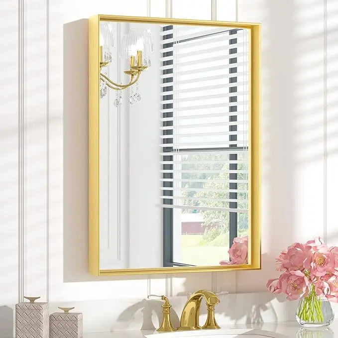 Framed Bathroom Vanity Mirror for Over Sink – Rectangular Metal Frame Vanity Mirror for Wall, Modern Farmhouse Style, Mount Horizontally or Vertically for Bathroom Decor