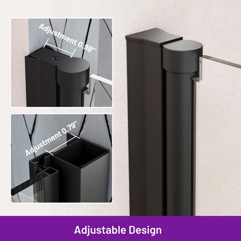 Pivot Frameless Glass Shower Door – Modern Clear Glass Bathroom Shower Entry with Reversible Opening, Sleek Handle, and Minimalist Style, Easy to Install and Space-Saving Design