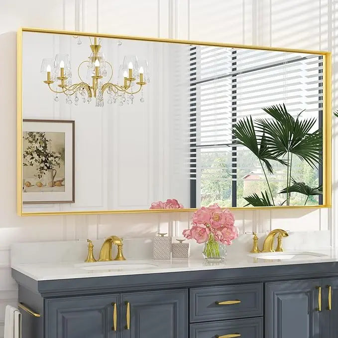 Framed Bathroom Vanity Mirror for Over Sink – Rectangular Metal Frame Vanity Mirror for Wall, Modern Farmhouse Style, Mount Horizontally or Vertically for Bathroom Decor