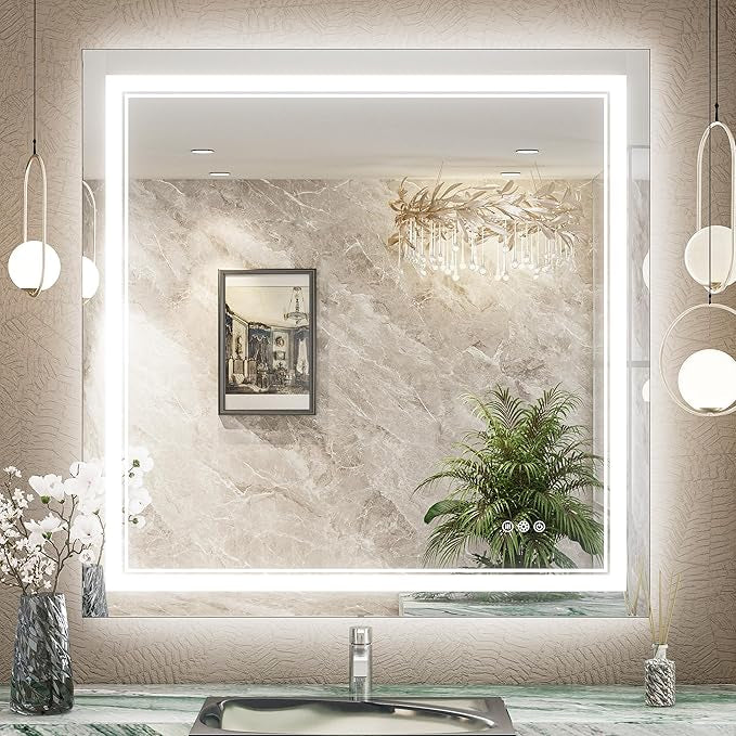 LED Bathroom Vanity Mirror with Lights Frontlit and Backlit Vanity Mirror Anti-Fog Wall Mounted Lighted Bathroom Mirror Dimmable Makeup Mirror with Memory Function(Horizontal&amp;Vertical)