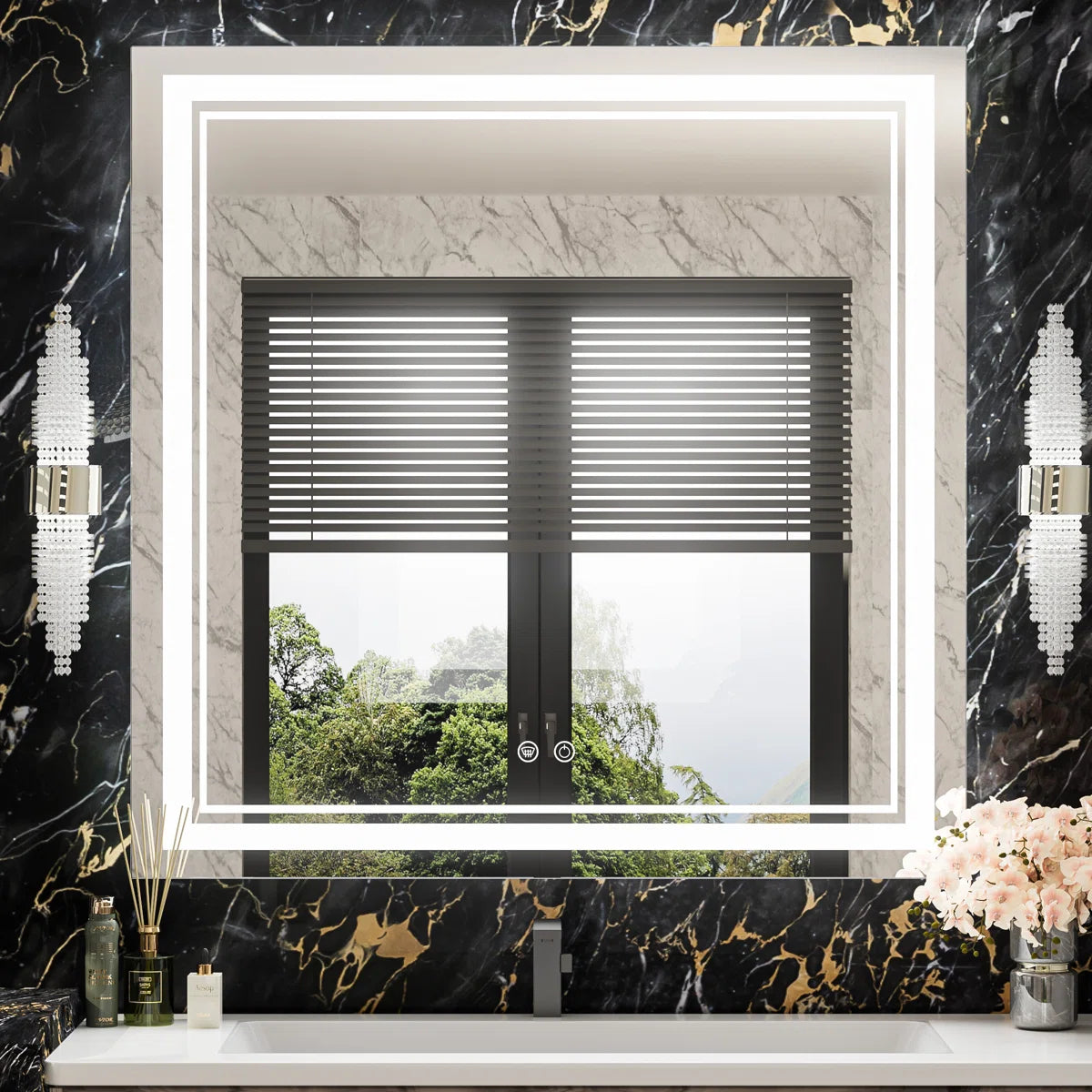 Rectangular Frameless LED Bathroom Vanity Mirror – Wall Mounted, Anti-Fog, Dimmable Bright Light with 3 Color Modes, Modern Lighted Mirror for Stylish and Functional Bathroom Decor