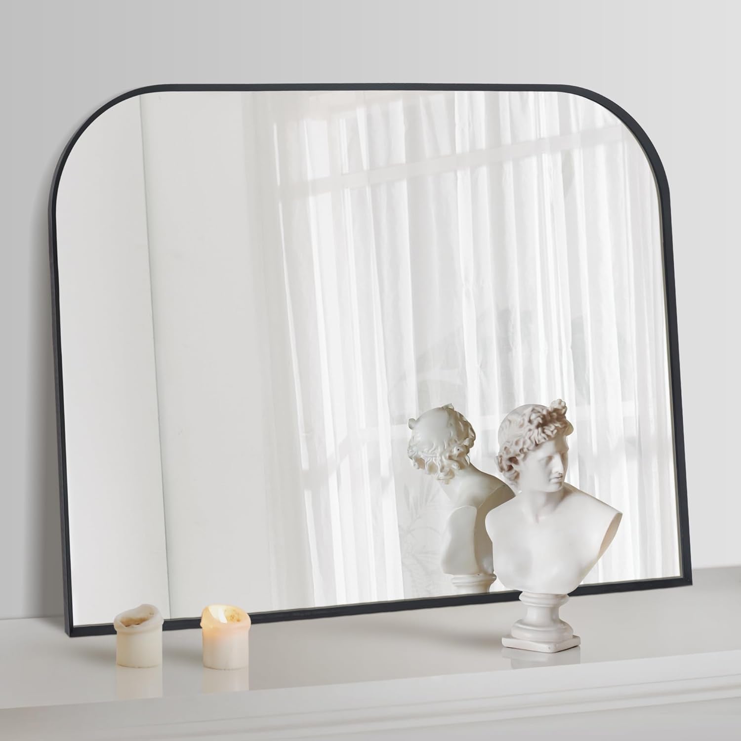 Arch Bathroom Vanity Mirror – Tempered Glass Wall Mirror for Bathroom, Bedroom, or Entryway, Modern Decorative Design with Durable Frame for Vertical Mounting