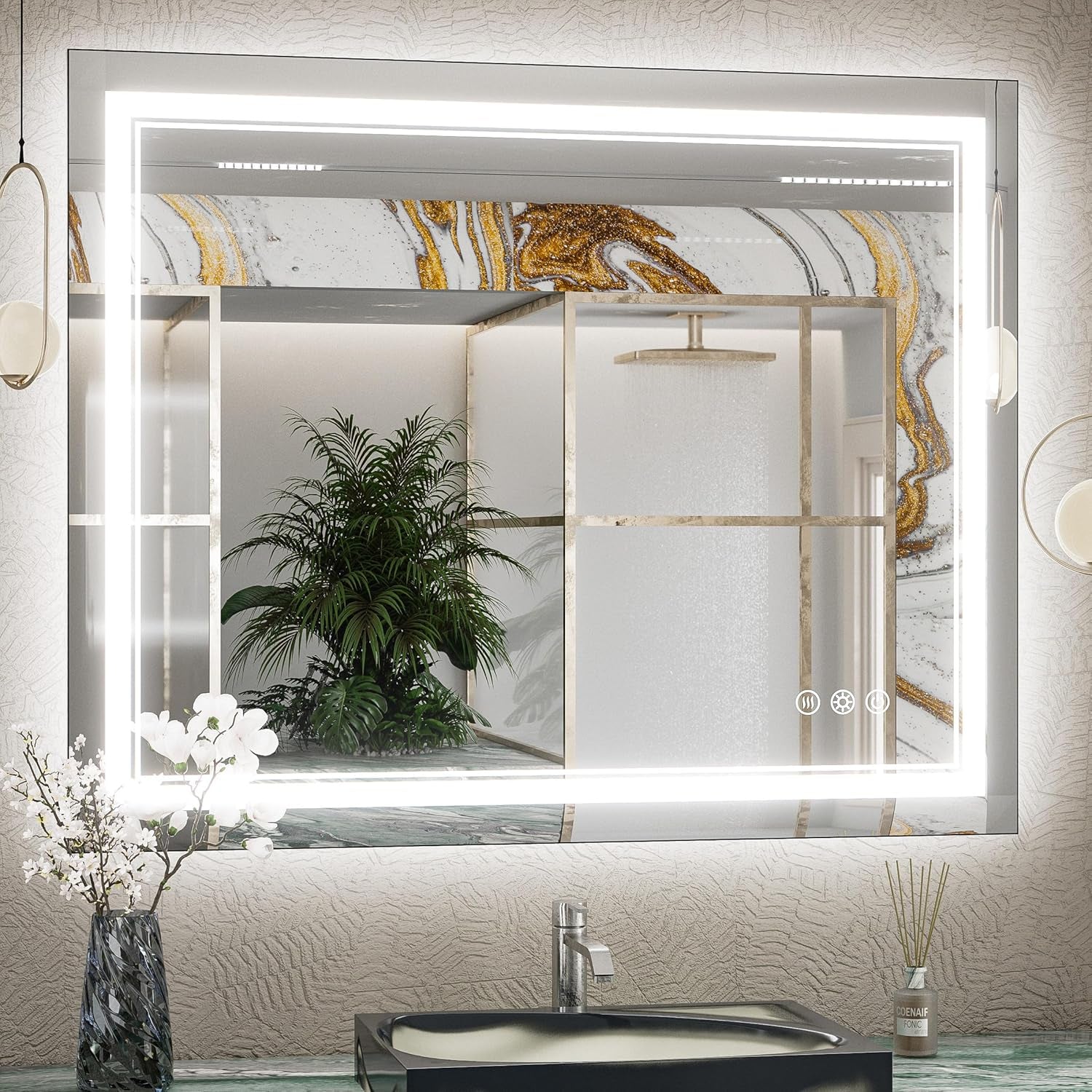 LED Bathroom Vanity Mirror with Lights Frontlit and Backlit Vanity Mirror Anti-Fog Wall Mounted Lighted Bathroom Mirror Dimmable Makeup Mirror with Memory Function(Horizontal&amp;Vertical)