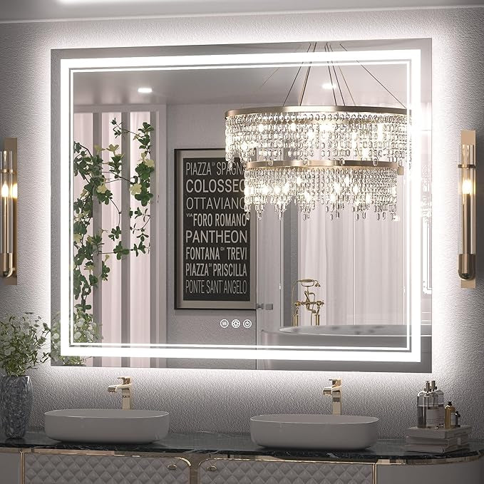 LED Bathroom Vanity Mirror with Lights Frontlit and Backlit Vanity Mirror Anti-Fog Wall Mounted Lighted Bathroom Mirror Dimmable Makeup Mirror with Memory Function(Horizontal&amp;Vertical)
