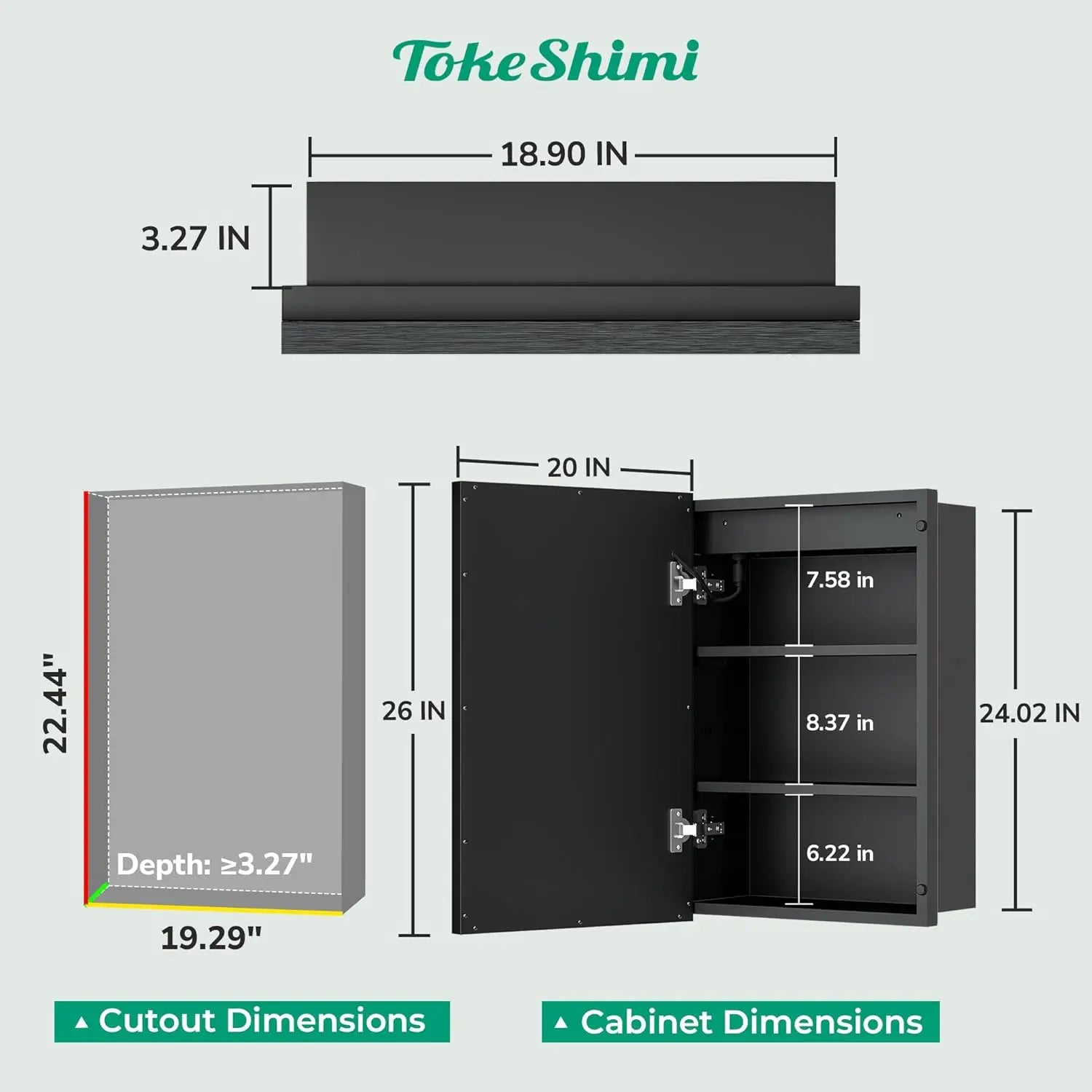 Recessed Medicine Cabinet Mirror with Lights Tempered, 3-Color Stepless Dimmable Led Mirrored Medicine Cabinet Defog and Electrical Outlets, Modern Mirror with Storage