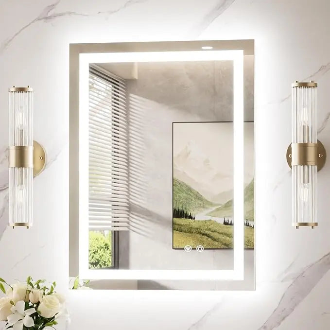 LED Mirror for Bathroom Vanity, Backlit + Front lit, LED Bathroom Mirror with Lights, Anti-Fog Backlit Mirrror with Tempered Glass, Waterproof, Memory Function, Shatterproof, UL Listed