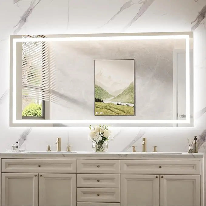 LED Mirror for Bathroom Vanity, Backlit + Front lit, LED Bathroom Mirror with Lights, Anti-Fog Backlit Mirrror with Tempered Glass, Waterproof, Memory Function, Shatterproof, UL Listed