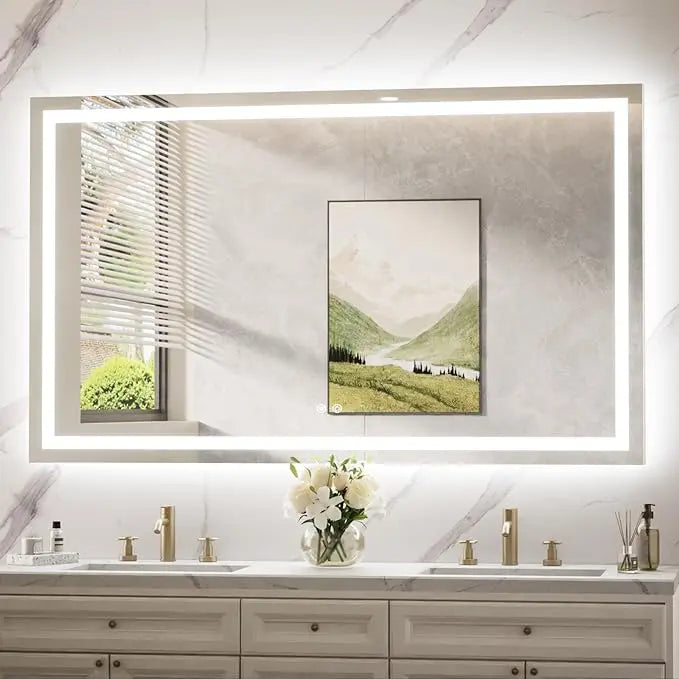 LED Mirror for Bathroom Vanity, Backlit + Front lit, LED Bathroom Mirror with Lights, Anti-Fog Backlit Mirrror with Tempered Glass, Waterproof, Memory Function, Shatterproof, UL Listed