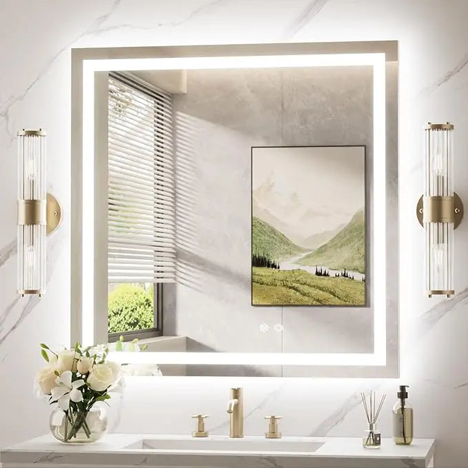 LED Mirror for Bathroom Vanity, Backlit + Front lit, LED Bathroom Mirror with Lights, Anti-Fog Backlit Mirrror with Tempered Glass, Waterproof, Memory Function, Shatterproof, UL Listed