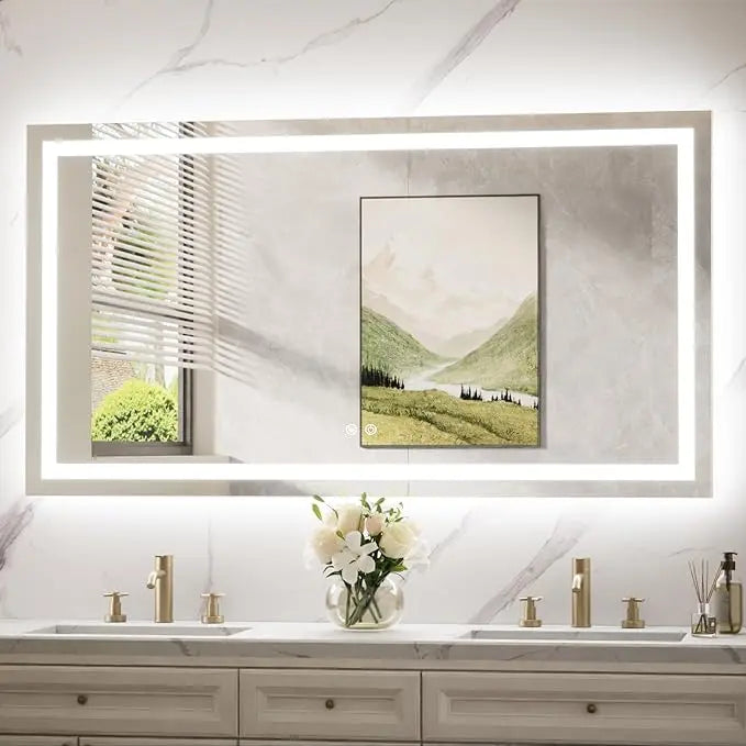 LED Mirror for Bathroom Vanity, Backlit + Front lit, LED Bathroom Mirror with Lights, Anti-Fog Backlit Mirrror with Tempered Glass, Waterproof, Memory Function, Shatterproof, UL Listed