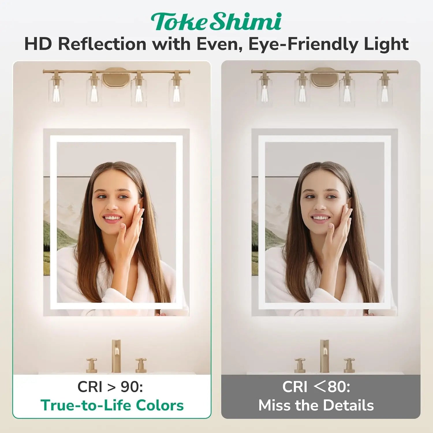 LED Mirror for Bathroom Vanity, Backlit + Front lit, LED Bathroom Mirror with Lights, Anti-Fog Backlit Mirrror with Tempered Glass, Waterproof, Memory Function, Shatterproof, UL Listed