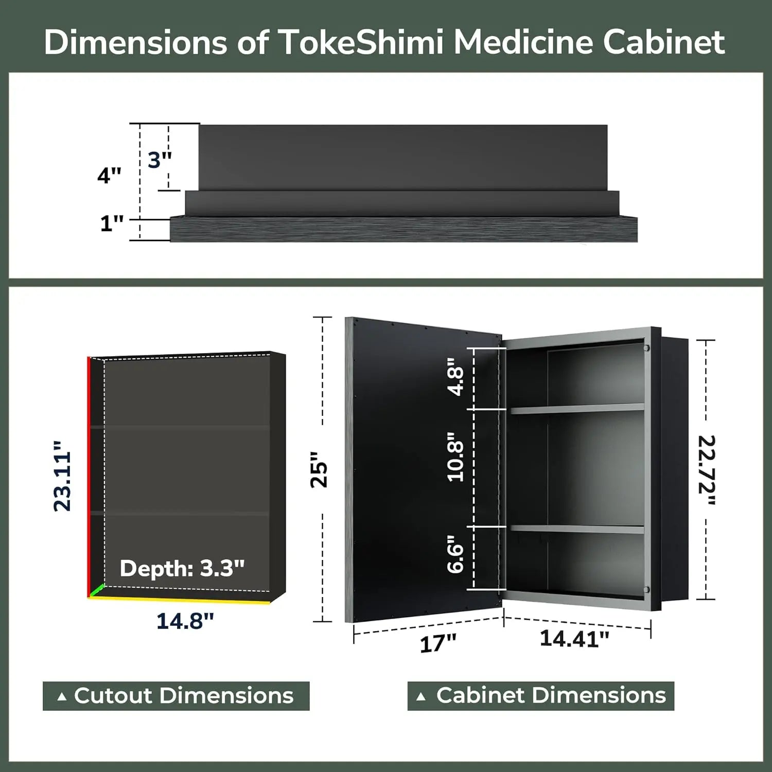 Wall Mounted Medicine Cabinet with Mirror – Aluminum Alloy Framed Bathroom Storage Cabinet with Beveled Mirrored Door, Modern Design for Vanity, Organized and Space-Saving Solution