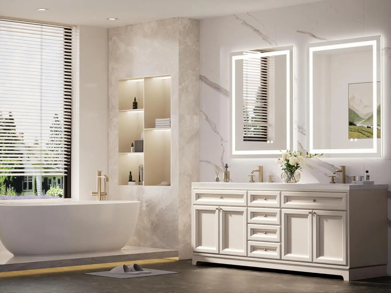 LED Mirror for Bathroom Vanity, Backlit + Front lit, LED Bathroom Mirror with Lights, Anti-Fog Backlit Mirrror with Tempered Glass, Waterproof, Memory Function, Shatterproof, UL Listed