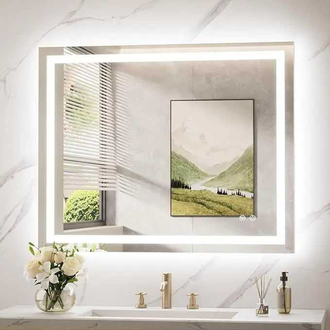 LED Mirror for Bathroom Vanity, Backlit + Front lit, LED Bathroom Mirror with Lights, Anti-Fog Backlit Mirrror with Tempered Glass, Waterproof, Memory Function, Shatterproof, UL Listed