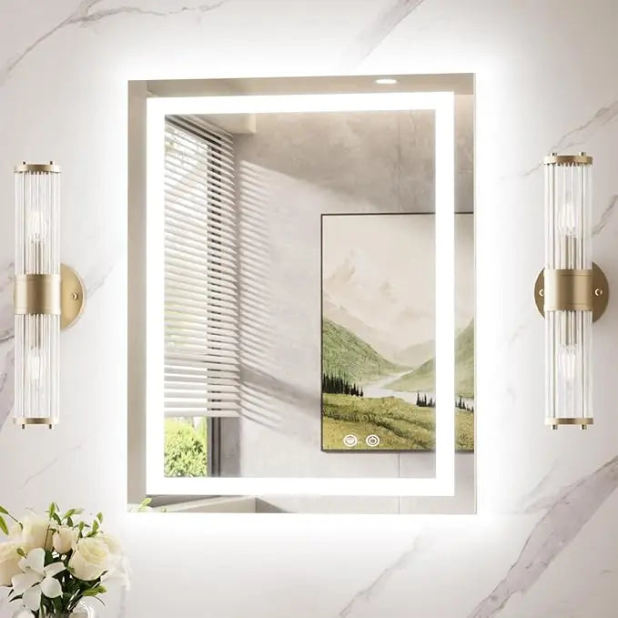 LED Mirror for Bathroom Vanity, Backlit + Front lit, LED Bathroom Mirror with Lights, Anti-Fog Backlit Mirrror with Tempered Glass, Waterproof, Memory Function, Shatterproof, UL Listed