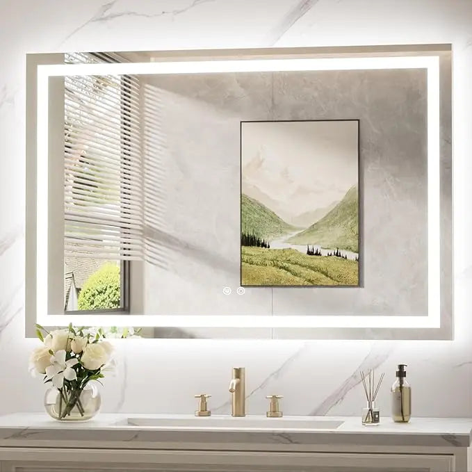 LED Mirror for Bathroom Vanity, Backlit + Front lit, LED Bathroom Mirror with Lights, Anti-Fog Backlit Mirrror with Tempered Glass, Waterproof, Memory Function, Shatterproof, UL Listed